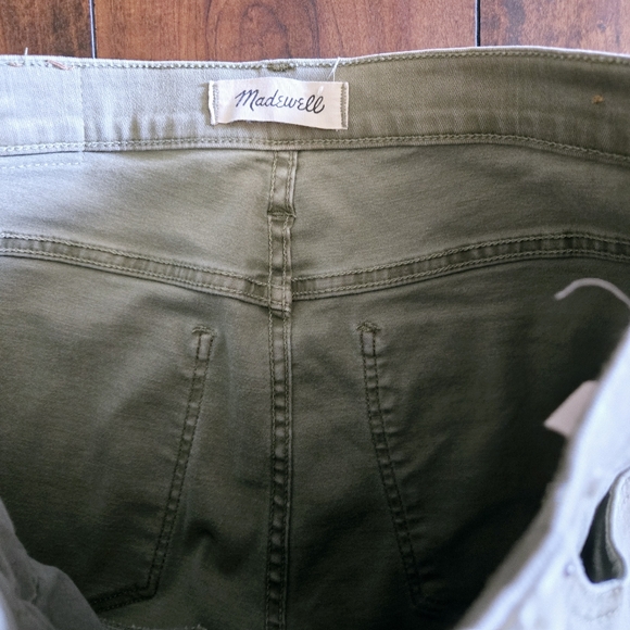 Madewell 9" High Rise Skinny Jeans Women's Olive Green Raw Hem Stretch Size 28 - Picture 11 of 13